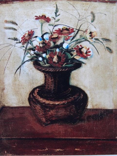 鬼頭鍋三郎、【夏花図】、希少な画集画、新品高級額 額装付、状態良好