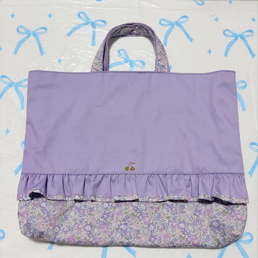 撥水加工ツイル×ミシェル　レッスンバッグ上履き入れ体操服袋　ハンドメイド