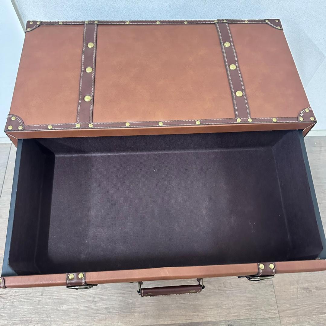 【新品】アンティーク調 トランク風 チェスト 4段 レザー調 タンス