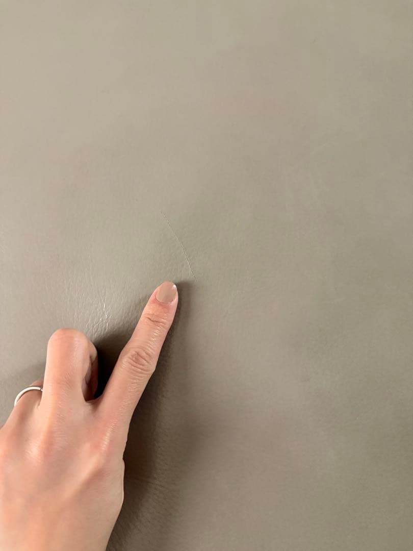 L字型レザーソファ グレー 3人掛け