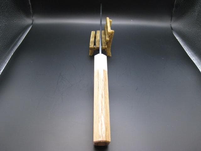 [新品未使用] 三徳包丁180mm黒打ち仕上げ 白紙1号　樫　八角
