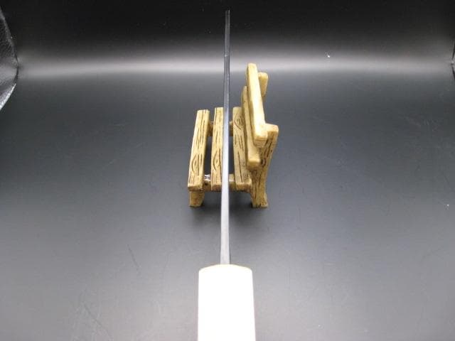 [新品未使用] 三徳包丁180mm黒打ち仕上げ 白紙1号　樫　八角