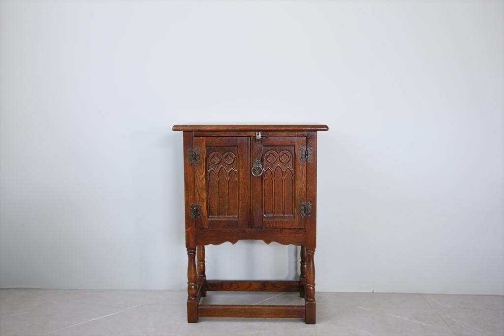 英国アンティーク木製カップボード/キャビネット/キッチン収納/飾り棚92-162