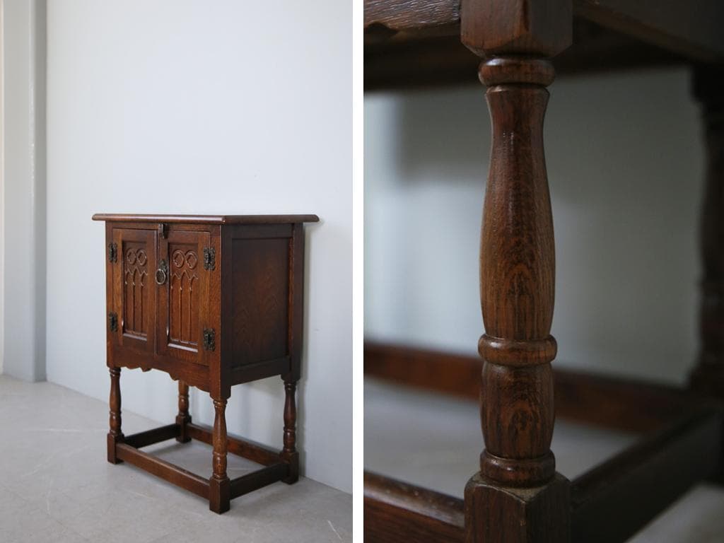 英国アンティーク木製カップボード/キャビネット/キッチン収納/飾り棚92-162