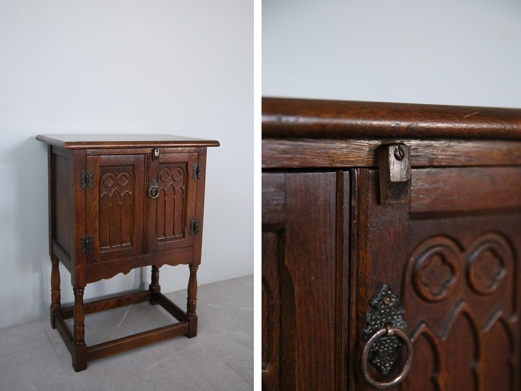 英国アンティーク木製カップボード/キャビネット/キッチン収納/飾り棚92-162