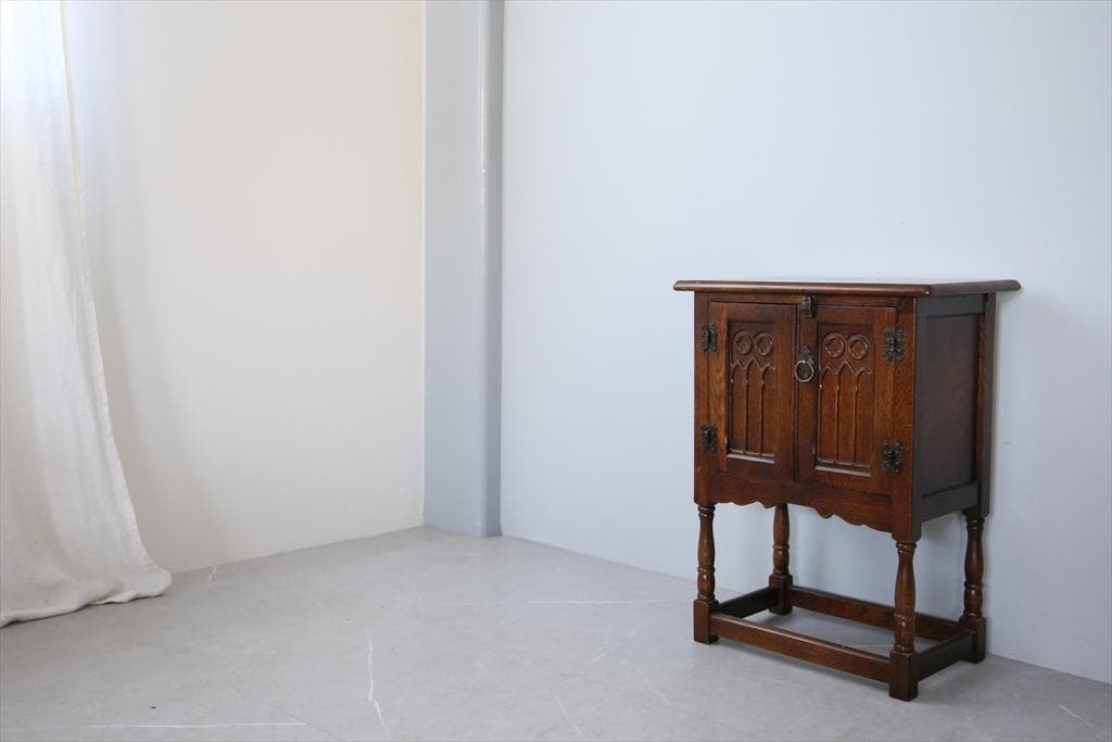 英国アンティーク木製カップボード/キャビネット/キッチン収納/飾り棚92-162