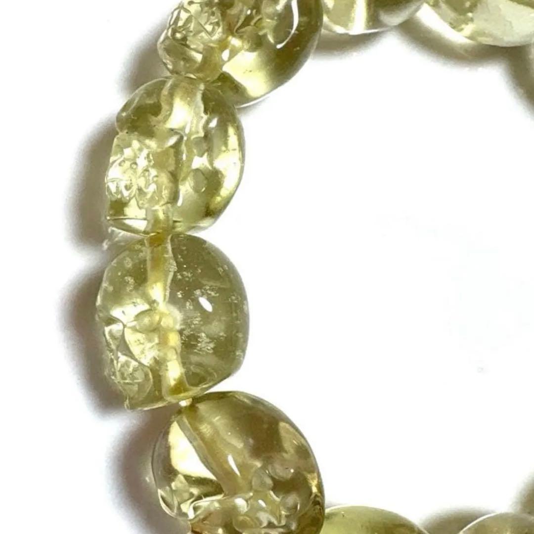 運命的な激レア極上品★ リビアングラス隕石　スカル　ブレスレット　プレミアム品質