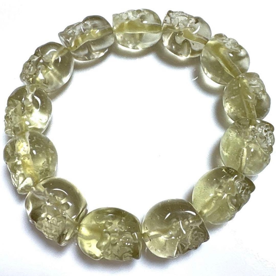 運命的な激レア極上品★ リビアングラス隕石　スカル　ブレスレット　プレミアム品質