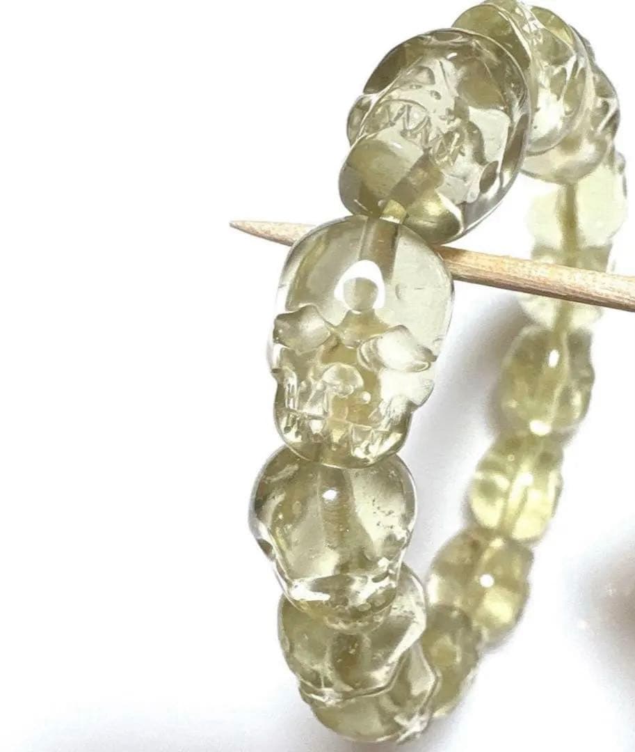 運命的な激レア極上品★ リビアングラス隕石　スカル　ブレスレット　プレミアム品質