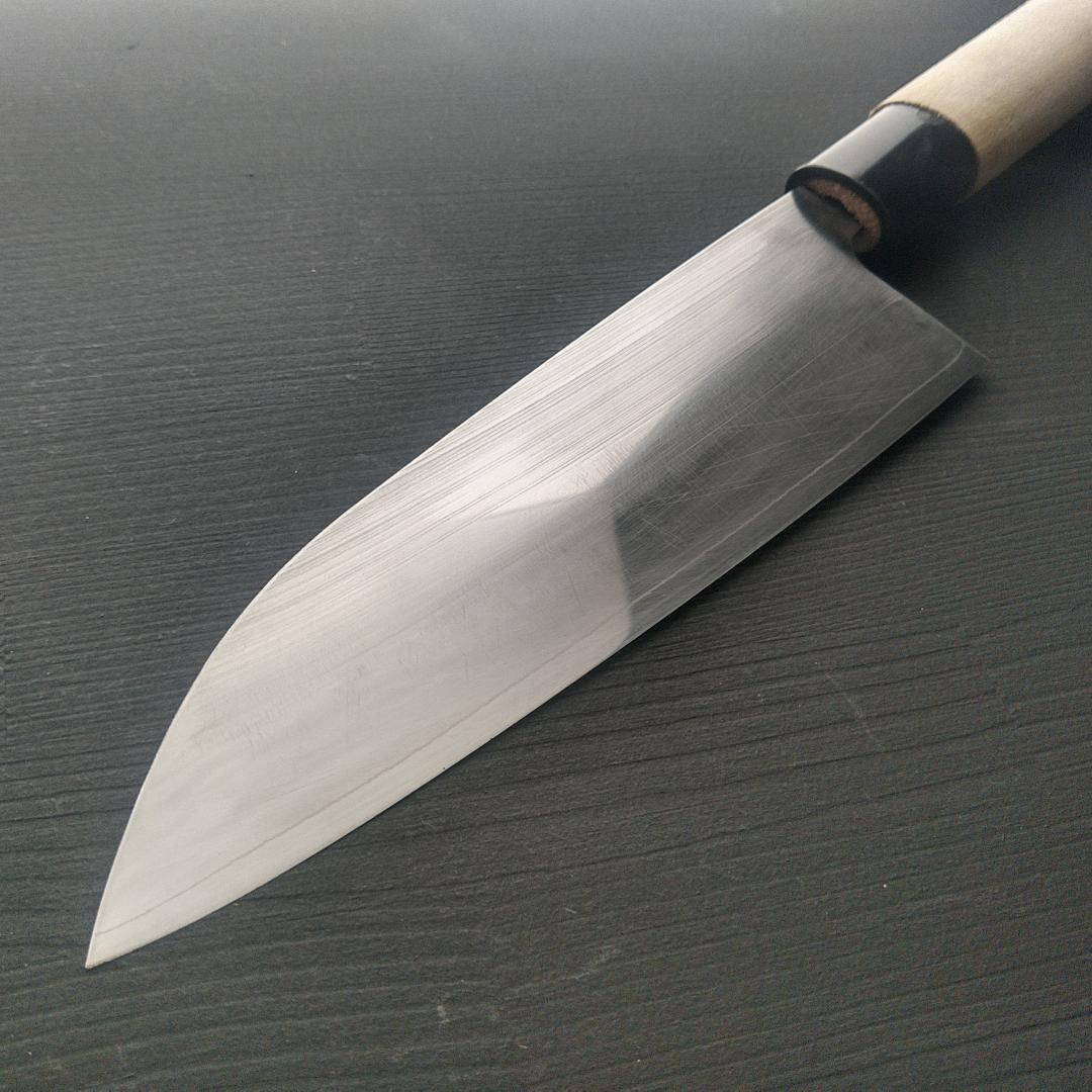 堺實光 特殊三徳包丁 MV鋼 両刃 刃渡り165㎜ 研ぎ済