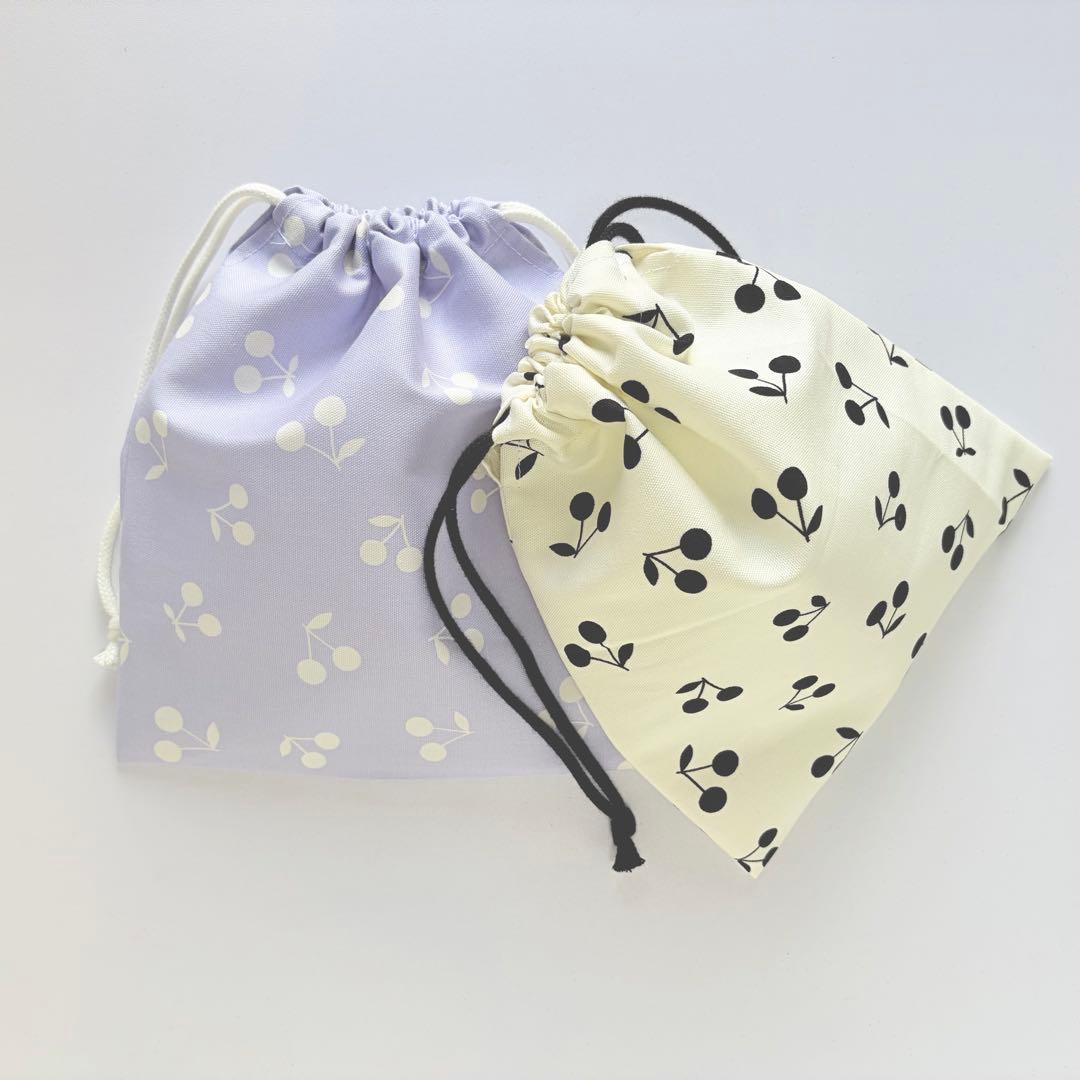 はる様　確認用　さくらんぼ　パープル　モノトーン　ランチョンマット　給食袋