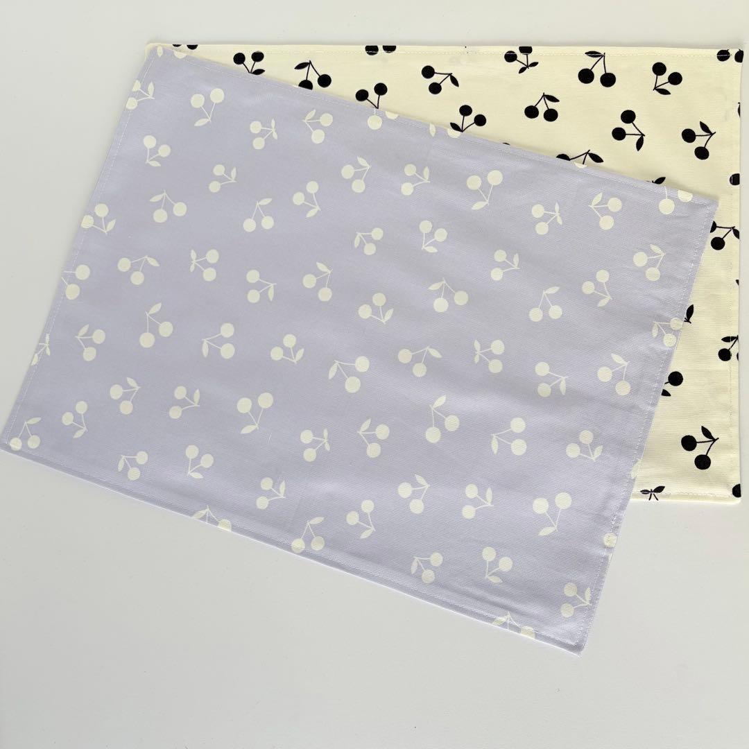 はる様　確認用　さくらんぼ　パープル　モノトーン　ランチョンマット　給食袋