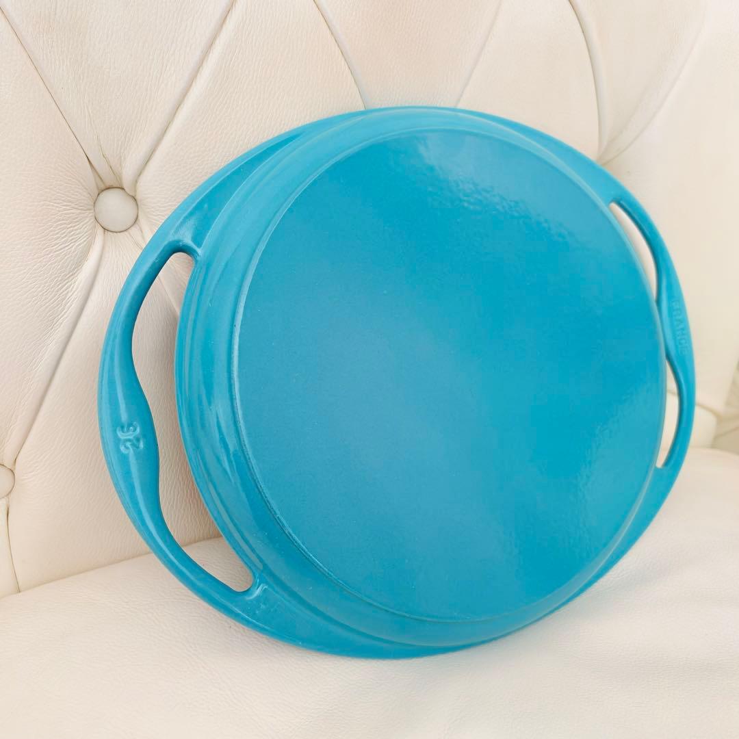 美品　希少　ル・クルーゼ ラウンドグリル 26 カリビアンブルー　フランス製