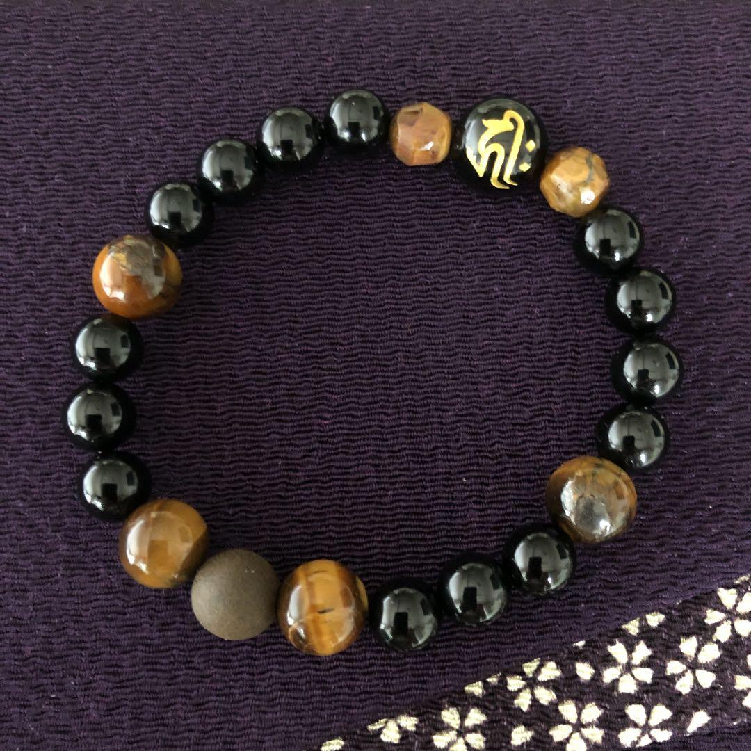 高波動セラミックス／密教 ☆ 結界と浄化 ブレスレット 内径 16 ㎝