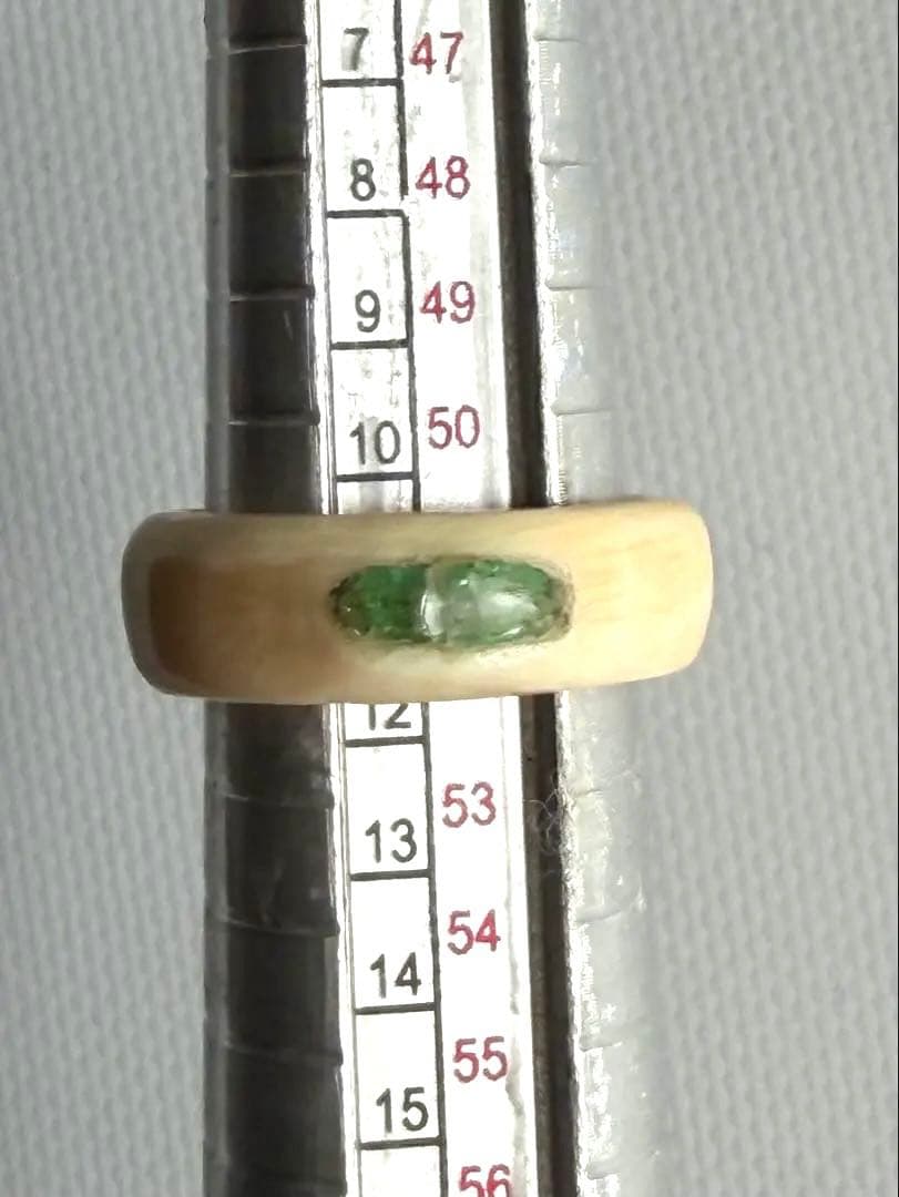 マンモス牙リング ディマントイドガーネット入 一点物　約11号