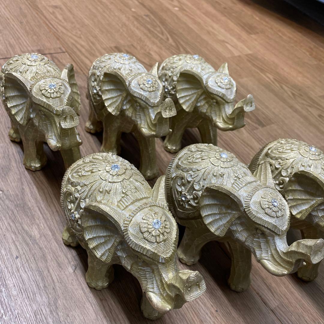 ゴールド象の置物 6体セット