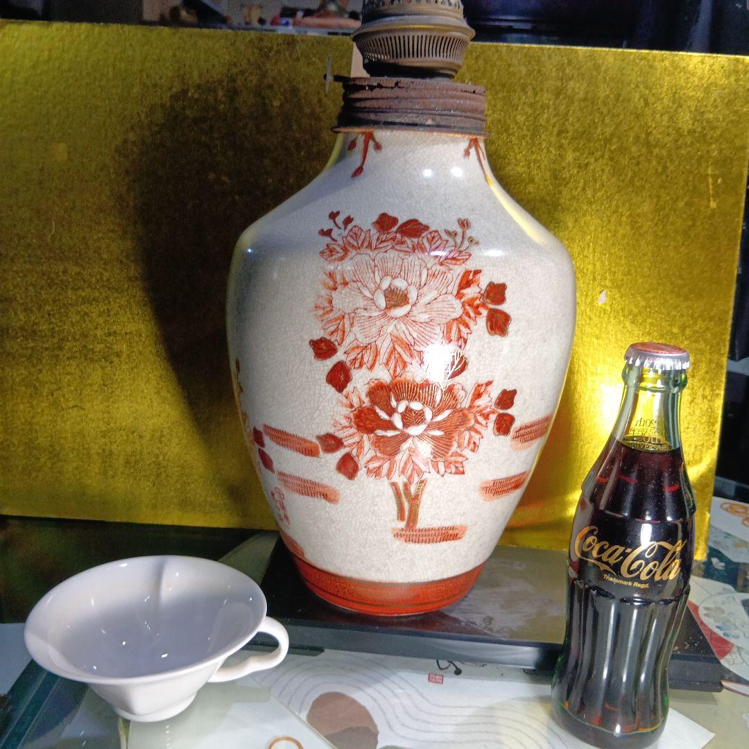 赤絵陶器ランプ 高さ約30cm