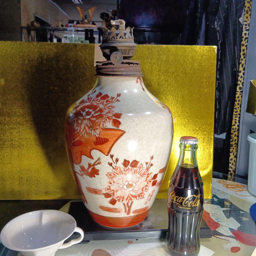 赤絵陶器ランプ 高さ約30cm