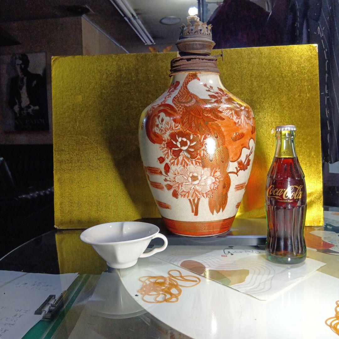 赤絵陶器ランプ 高さ約30cm