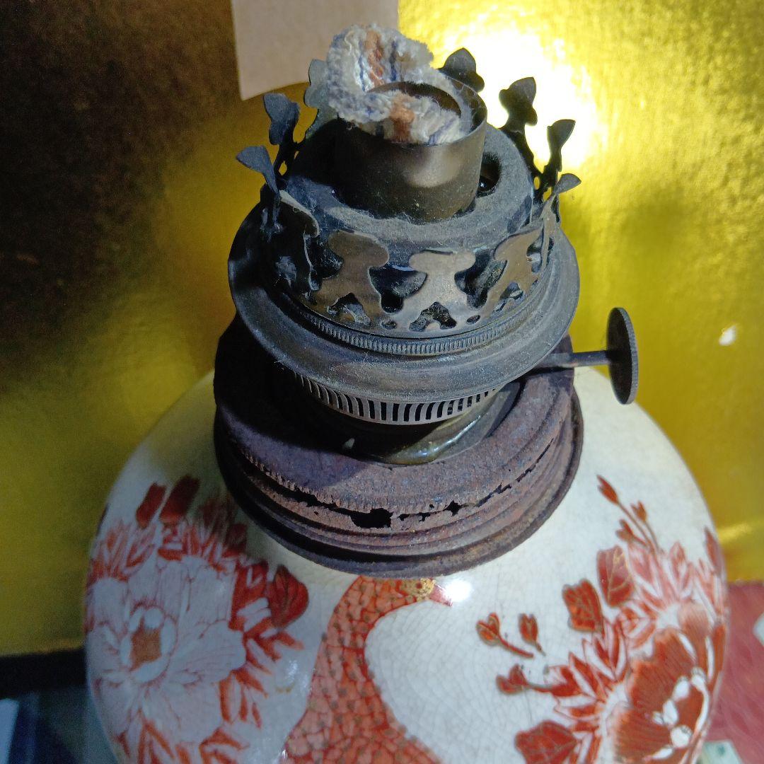 赤絵陶器ランプ 高さ約30cm