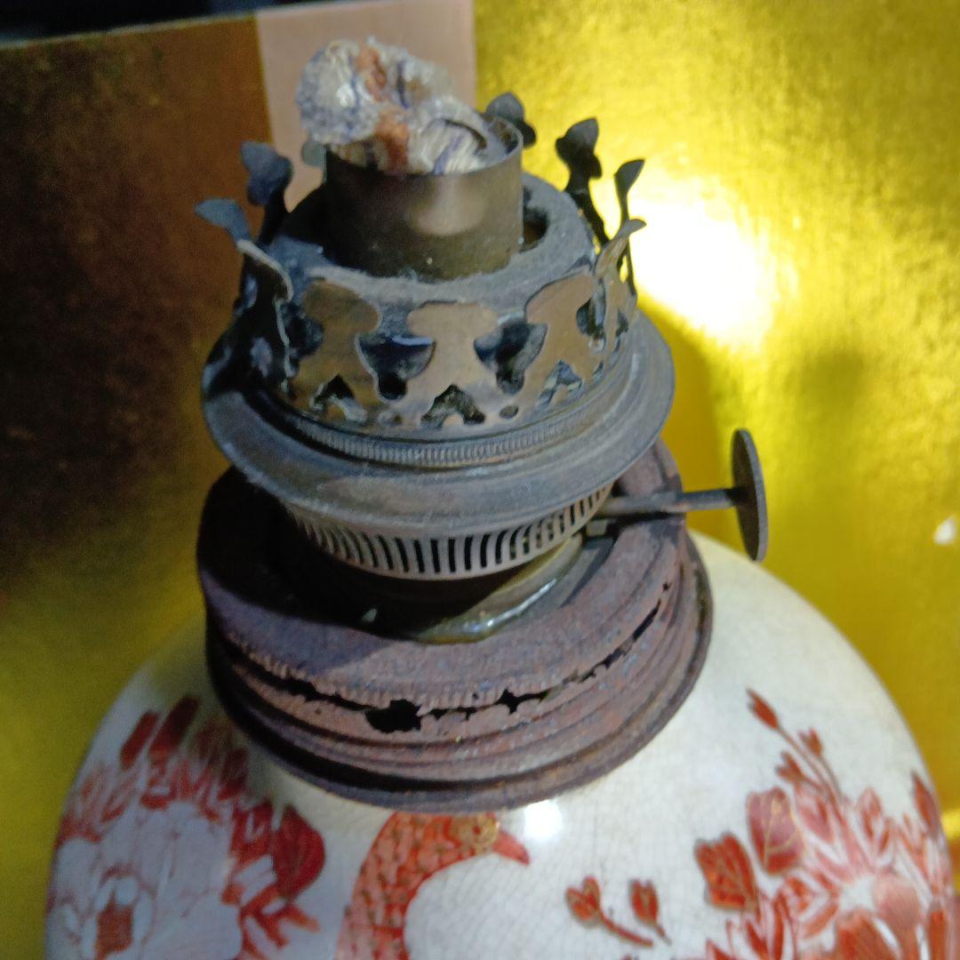 赤絵陶器ランプ 高さ約30cm