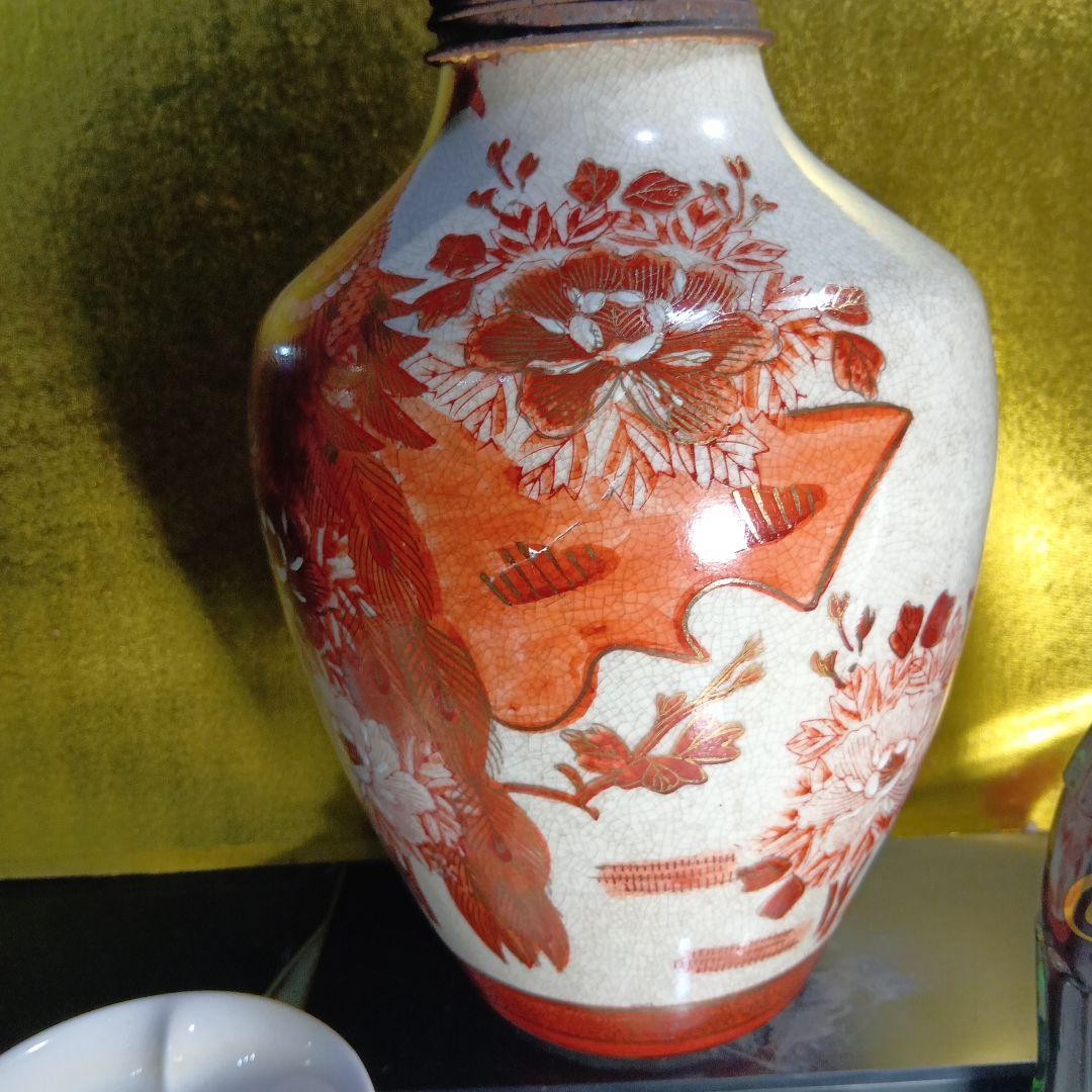 赤絵陶器ランプ 高さ約30cm