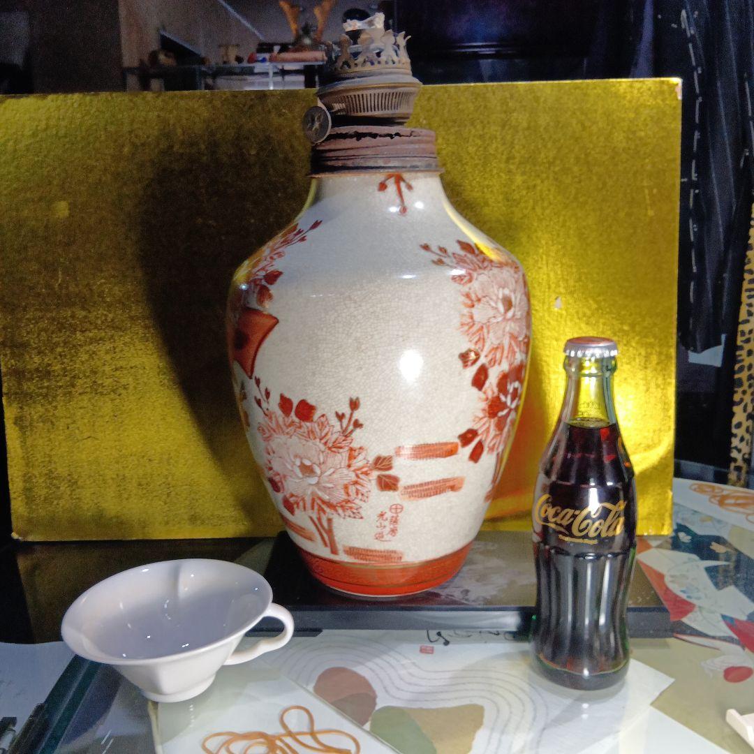 赤絵陶器ランプ 高さ約30cm