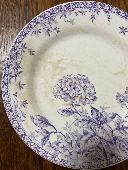 フランスアンティーク☆ジアンGienプレート直径23.5紫陽花