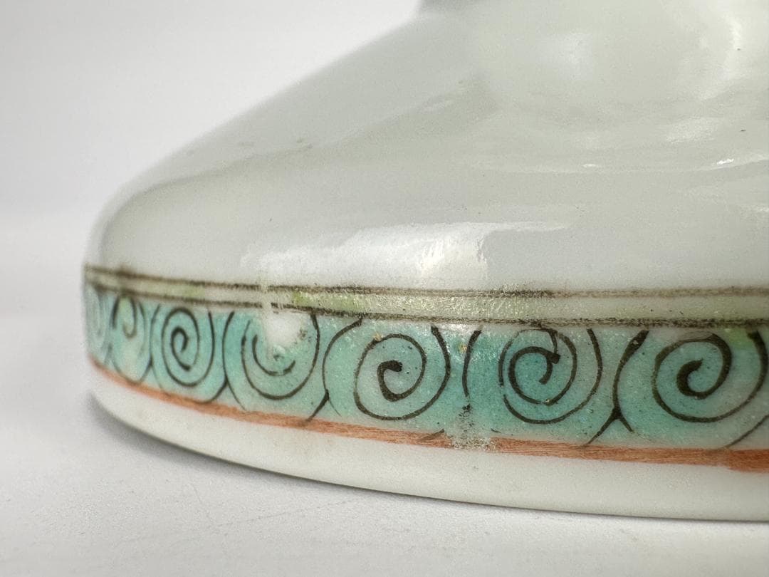 中国美術　清朝　清代　粉彩花卉文燈台　燭台　時代物　唐物　古物　旧蔵家出し