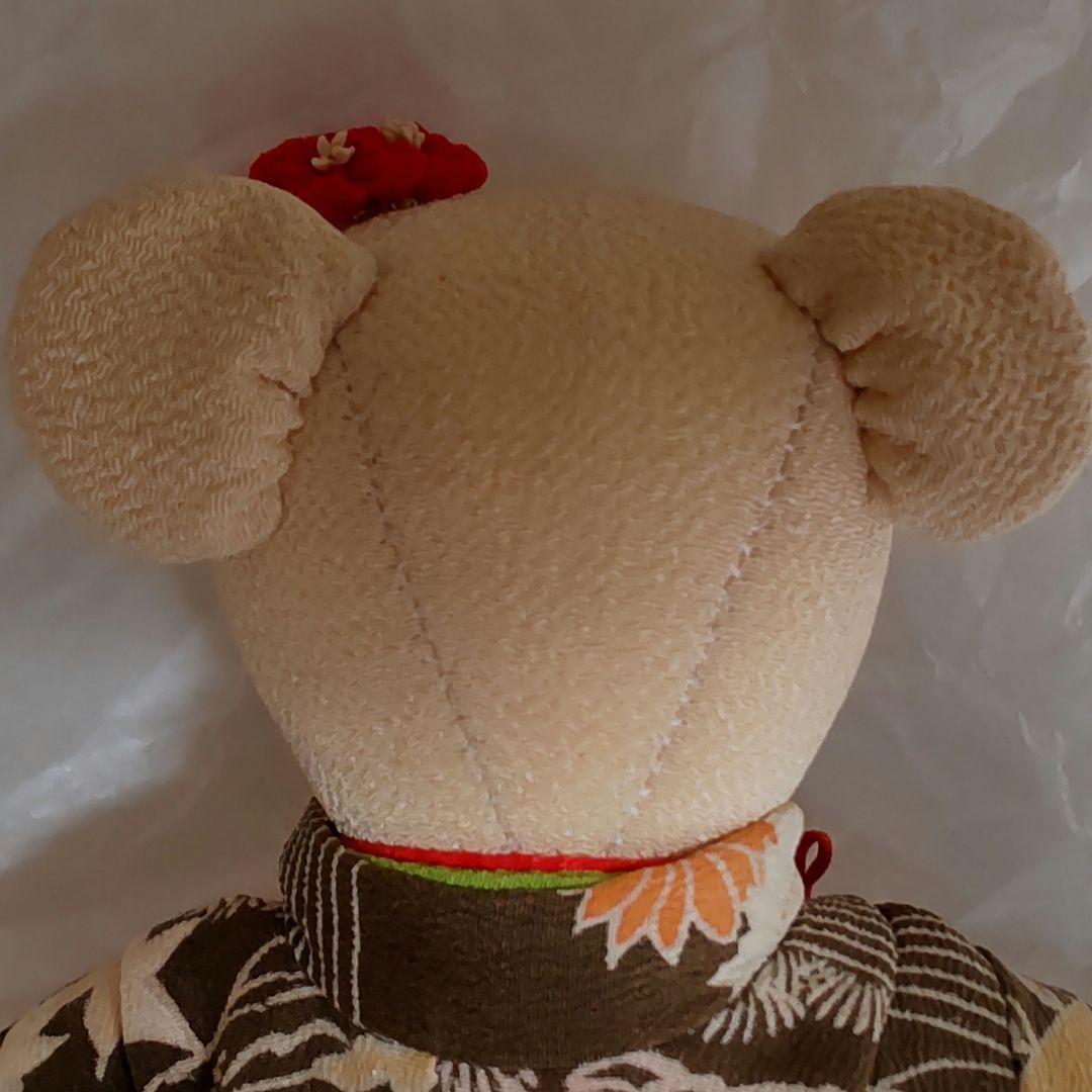 古布 熊 ティディベア 縮緬 着物 ハンドメイド アンティーク 人形 手作り