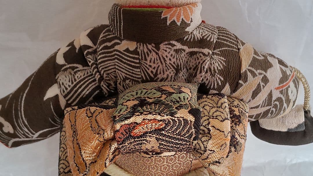 古布 熊 ティディベア 縮緬 着物 ハンドメイド アンティーク 人形 手作り