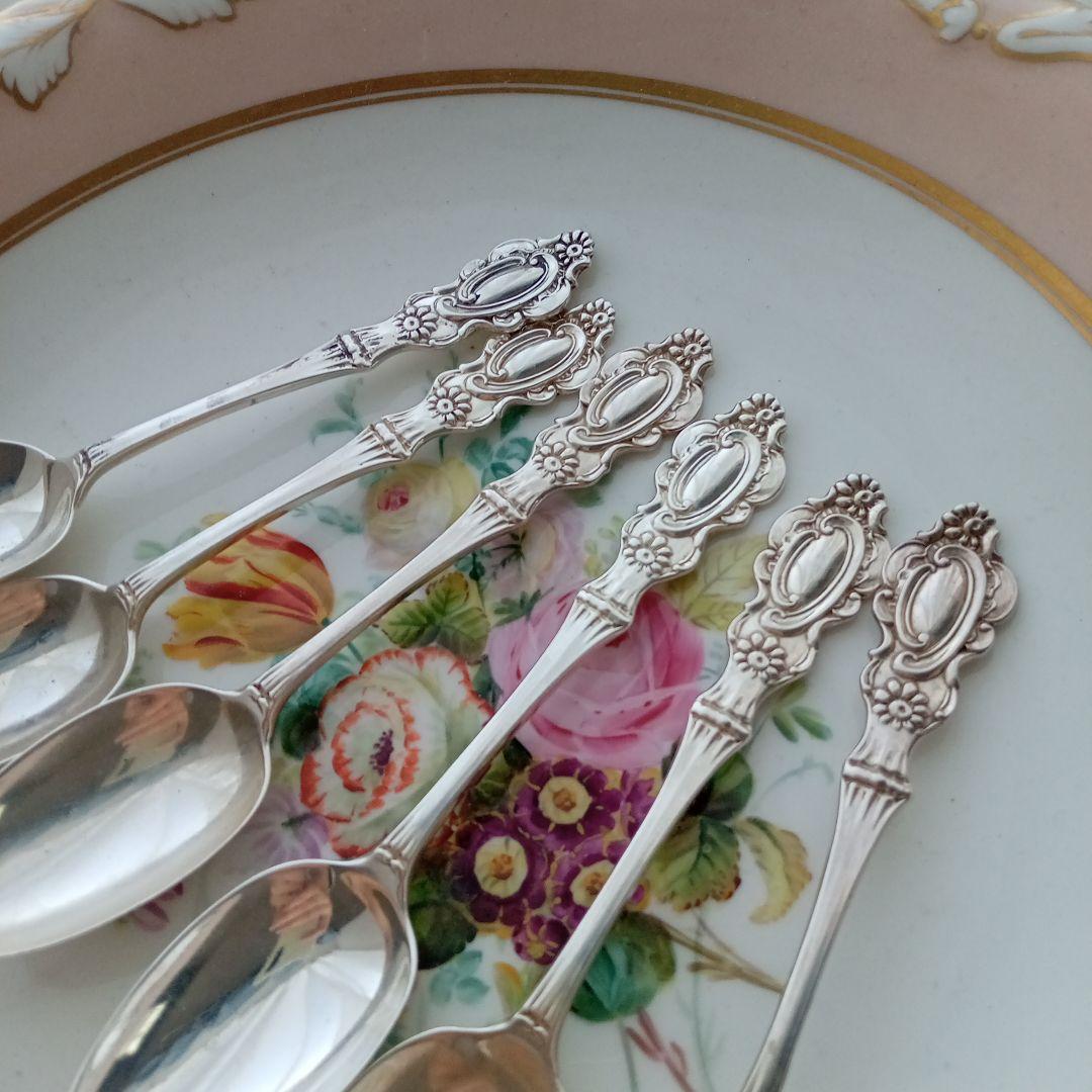 アンティークシルバー 純銀 スプーン6本セット ティースプーン 英国 イギリス