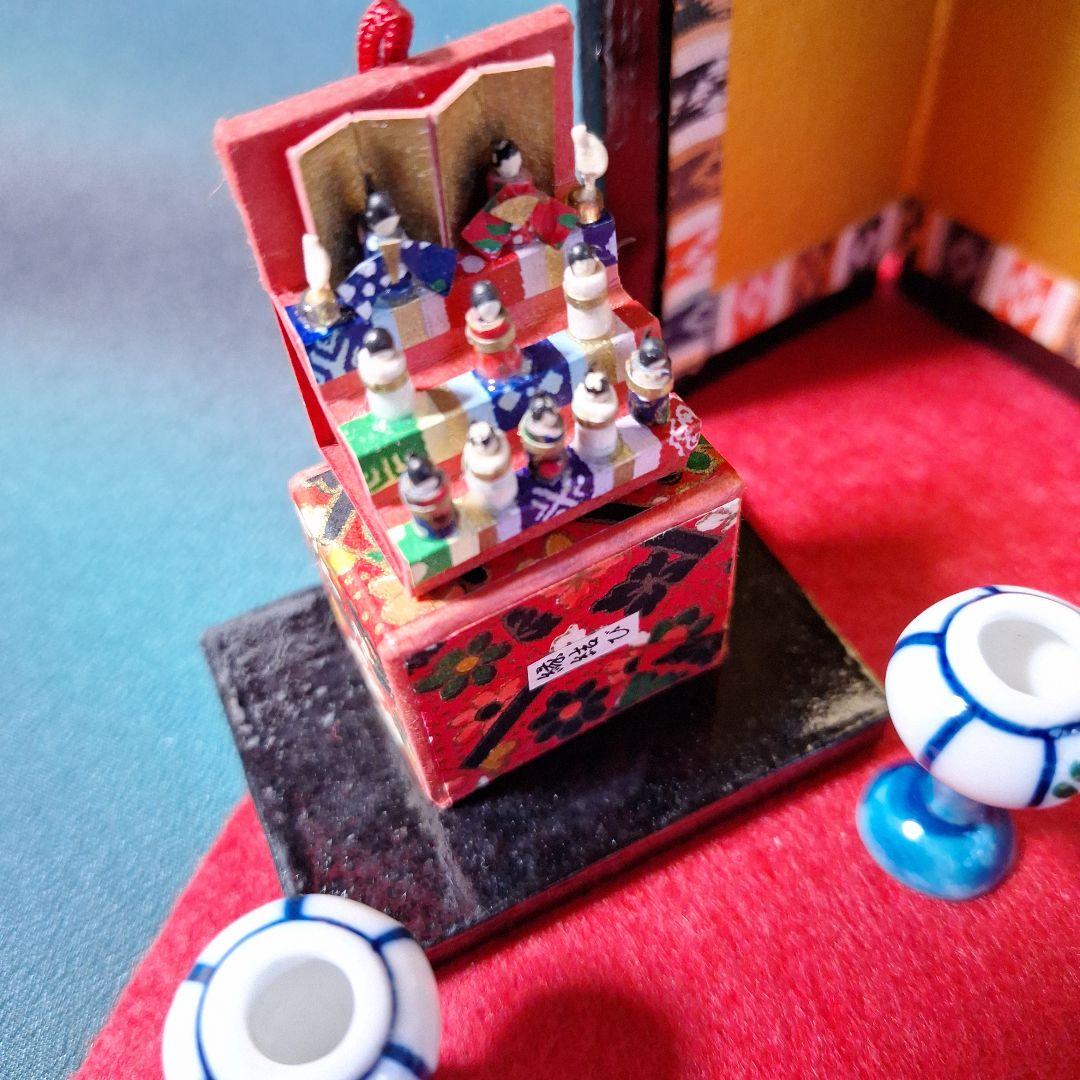 創作人形、ミニチュアお雛様、ミニチュア雛道具、雛飾り、うさぎ人形、屏風