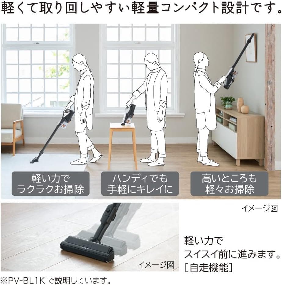 日立 掃除機 ラクかるスティック コードレス PV-BL1K W ホワイト
