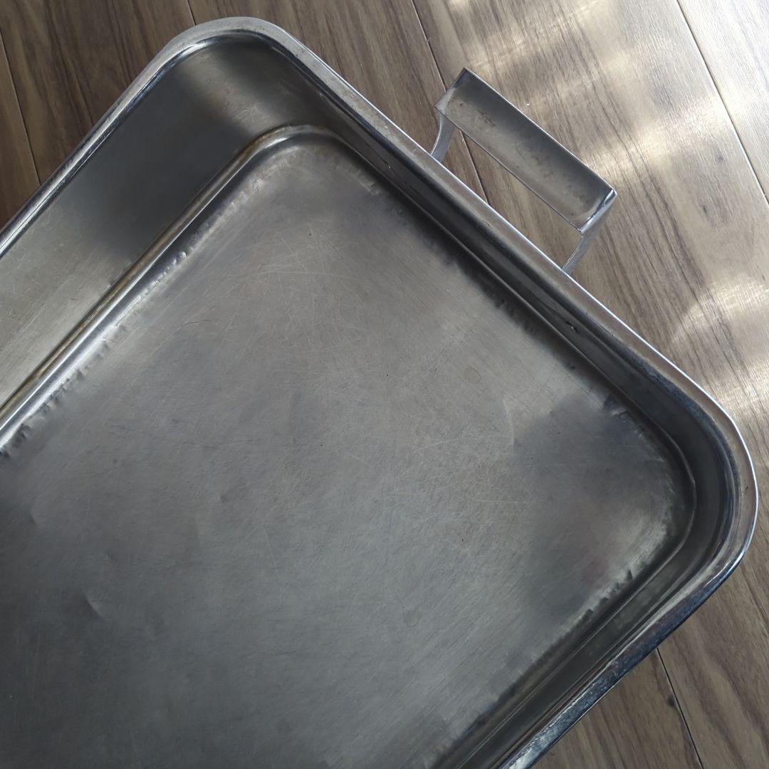 蓋なしアルミ飯台　ジャンクガーデン　アンティーク　昭和古道具　骨董　レトロ