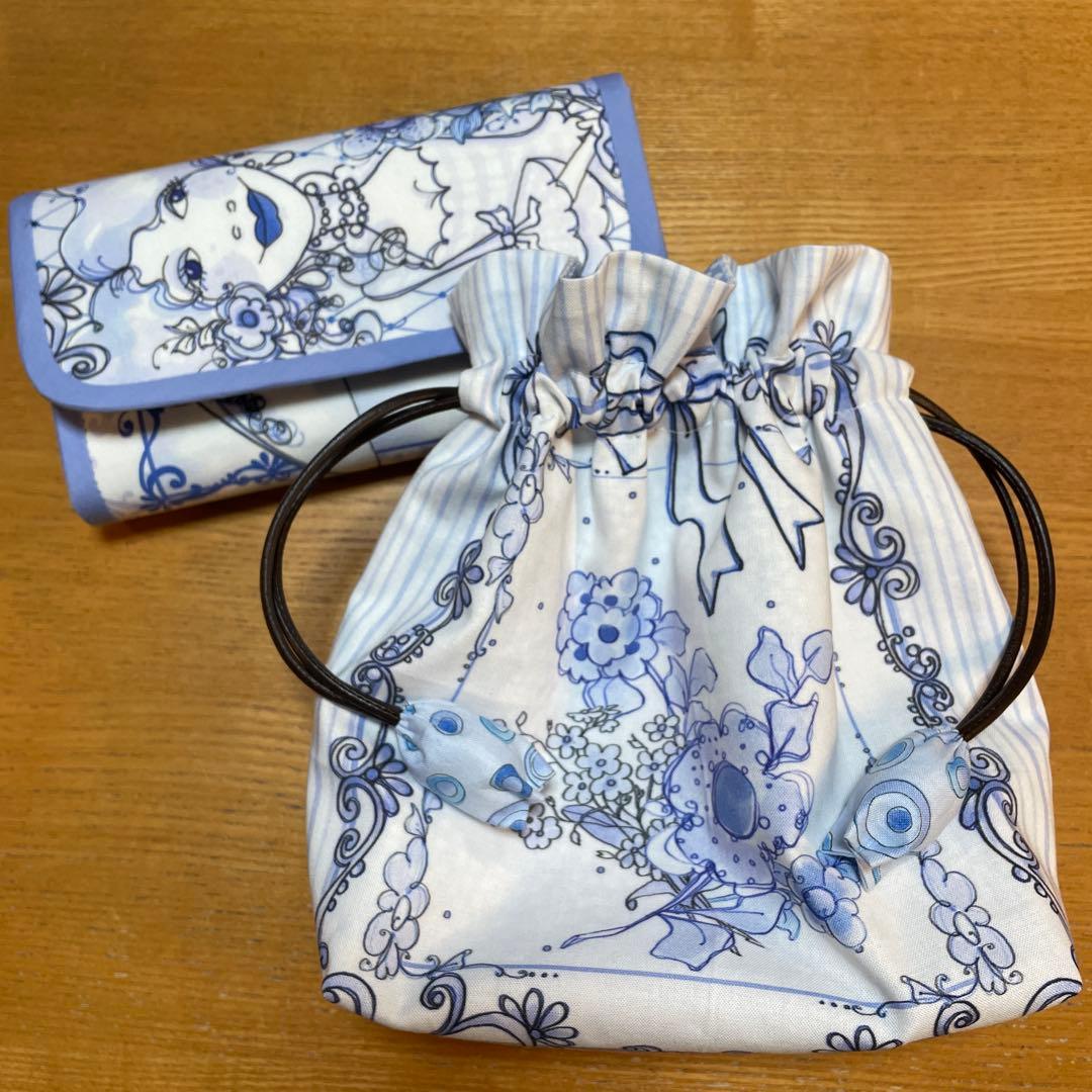 長財布　やりくり財布　ハンドメイド　ロラライハリス　巾着袋セット