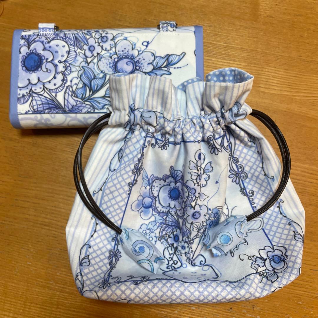 長財布　やりくり財布　ハンドメイド　ロラライハリス　巾着袋セット