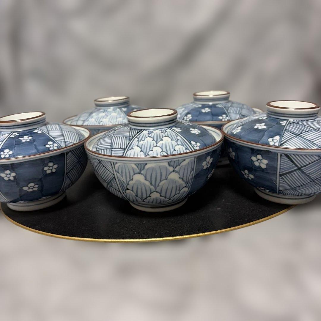 【有田焼】丹山窯　蓋付煮物椀　5セット