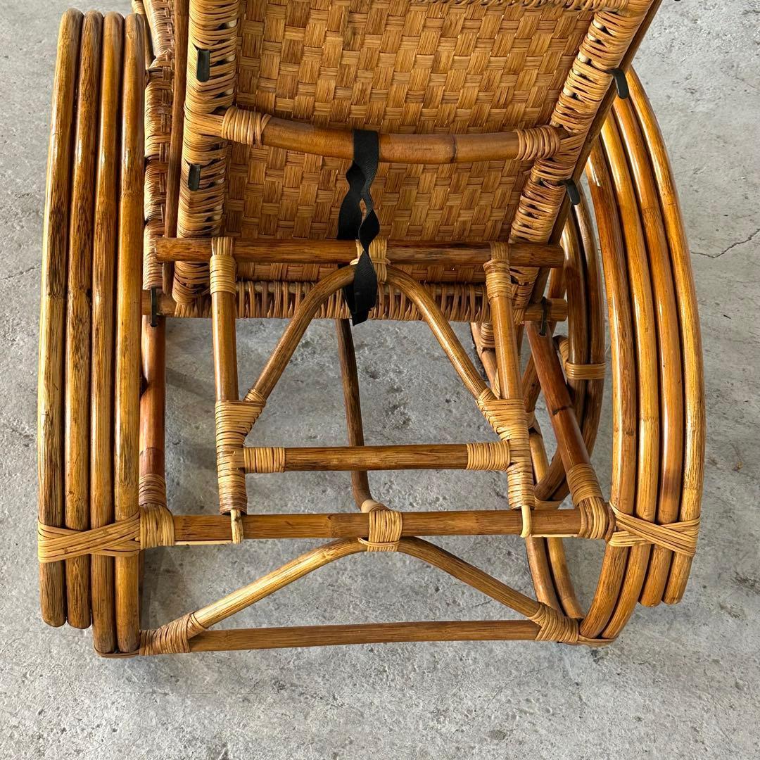 ꧁アジアンラタン꧂ ロッキングチェア オールド籐／寝椅子／リクライニング