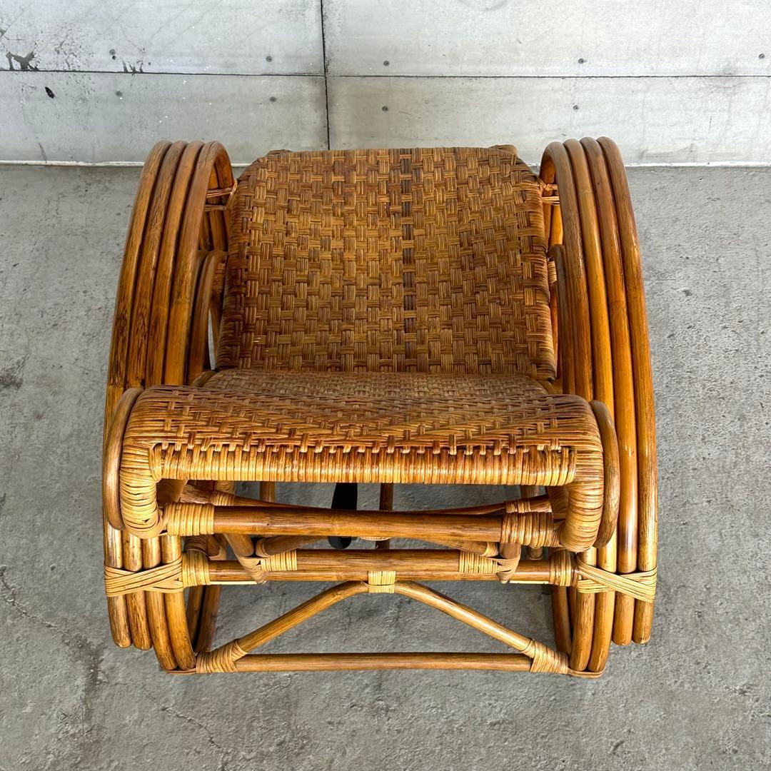 ꧁アジアンラタン꧂ ロッキングチェア オールド籐／寝椅子／リクライニング