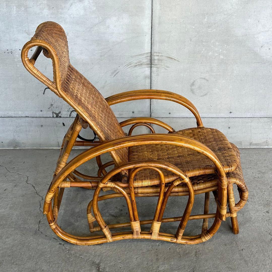 ꧁アジアンラタン꧂ ロッキングチェア オールド籐／寝椅子／リクライニング
