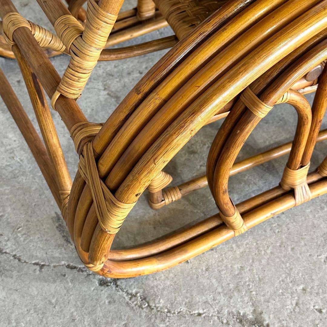 ꧁アジアンラタン꧂ ロッキングチェア オールド籐／寝椅子／リクライニング