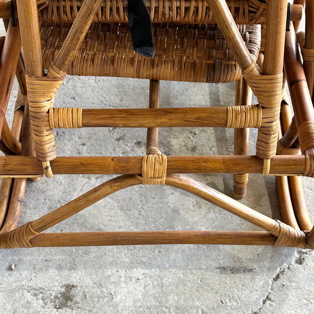 ꧁アジアンラタン꧂ ロッキングチェア オールド籐／寝椅子／リクライニング