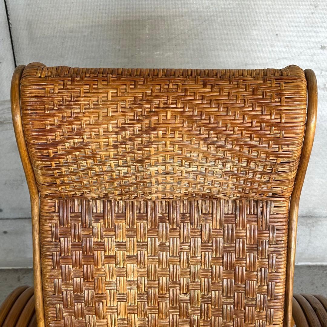 ꧁アジアンラタン꧂ ロッキングチェア オールド籐／寝椅子／リクライニング