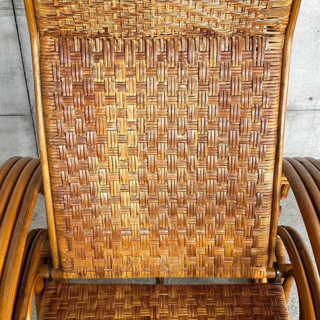 ꧁アジアンラタン꧂ ロッキングチェア オールド籐／寝椅子／リクライニング