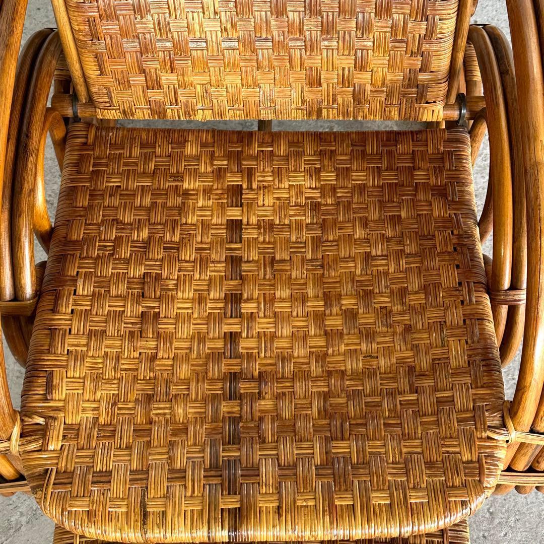 ꧁アジアンラタン꧂ ロッキングチェア オールド籐／寝椅子／リクライニング