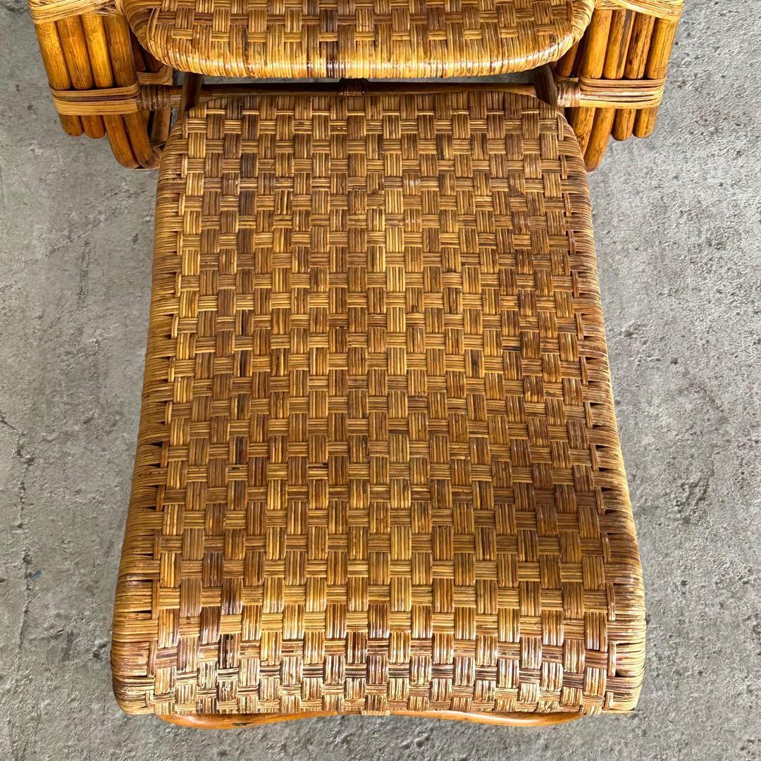 ꧁アジアンラタン꧂ ロッキングチェア オールド籐／寝椅子／リクライニング