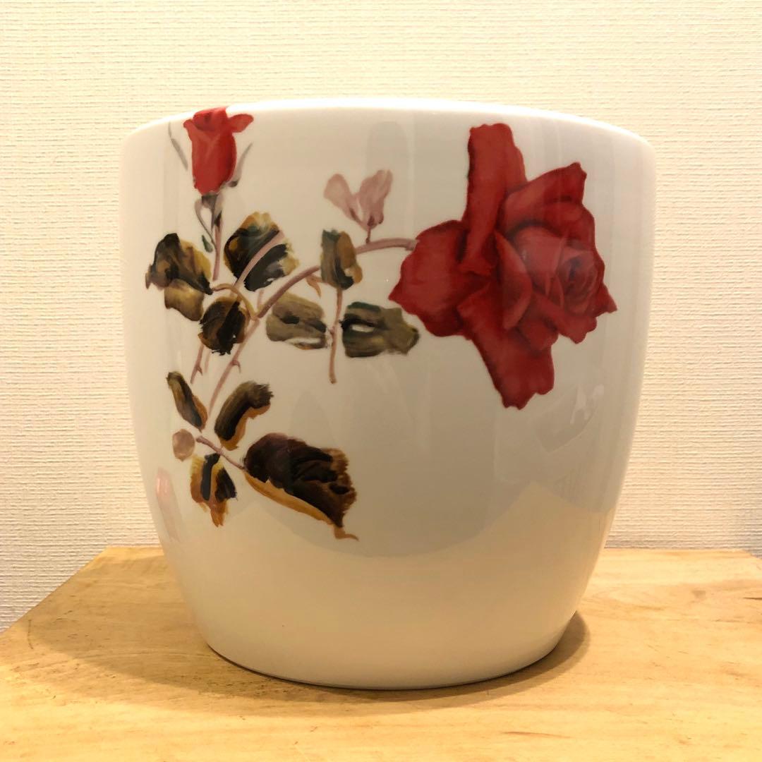 美品　希少　オールドノリタケ　則武　日陶　火鉢　陶器　時代物　白　薔薇　ローズ