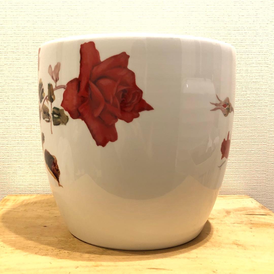 美品　希少　オールドノリタケ　則武　日陶　火鉢　陶器　時代物　白　薔薇　ローズ
