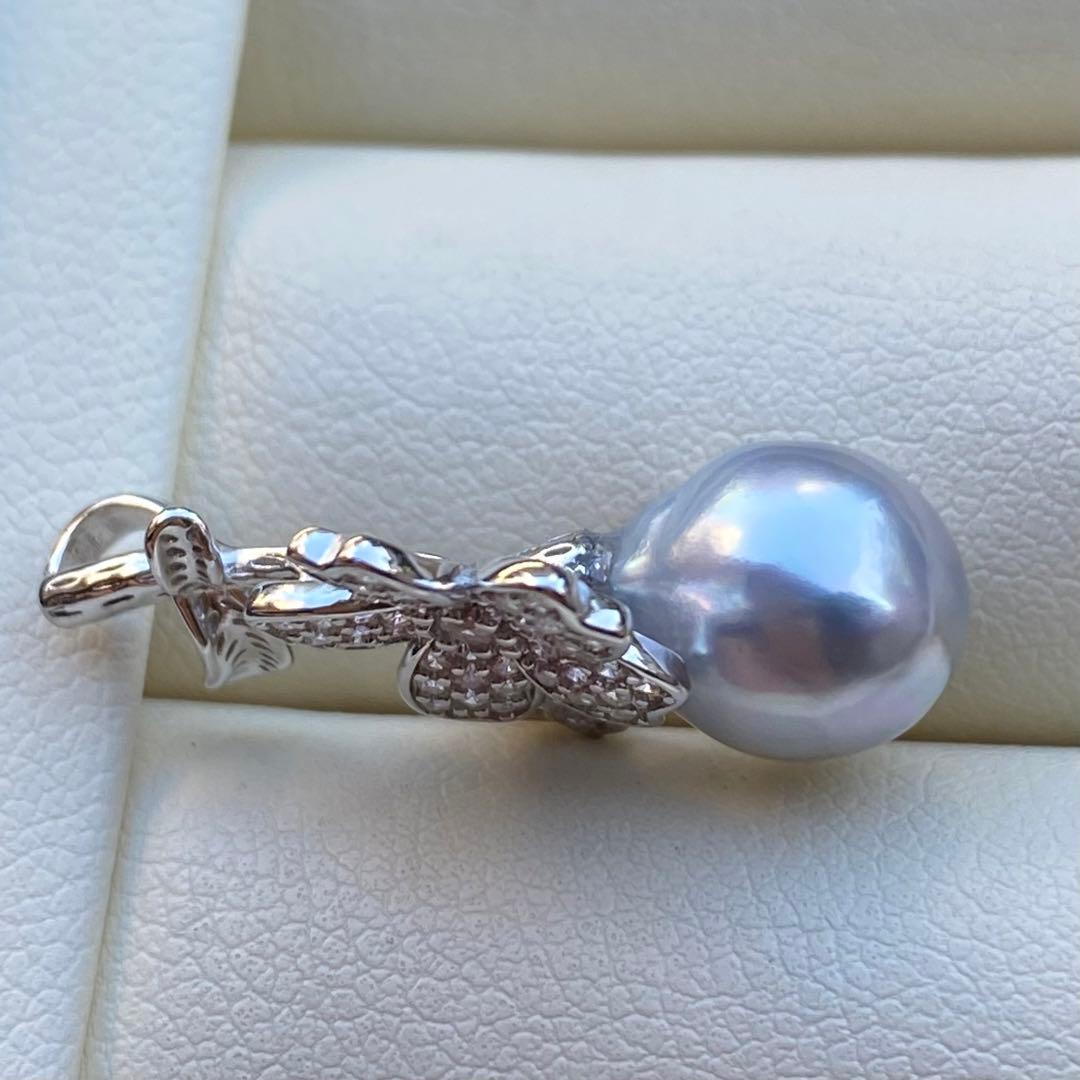 お客あこや真珠ネックレストップ　10.2*8.8mm無調色ブルーPT768